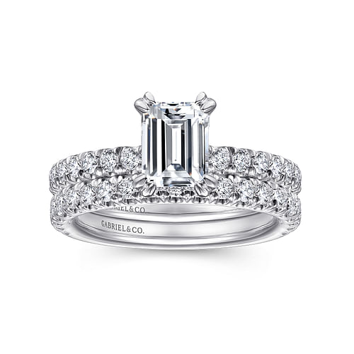 14K White Gold Emerald Cut Diamond Engagement Ring