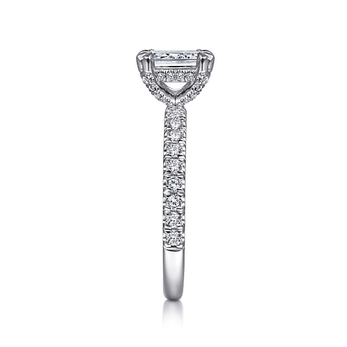 14K White Gold Emerald Cut Diamond Engagement Ring