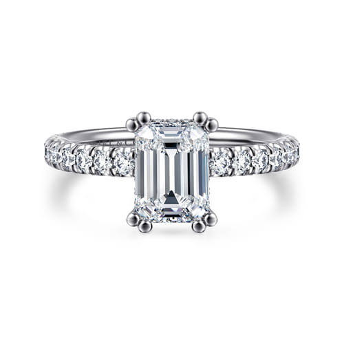 14K White Gold Emerald Cut Diamond Engagement Ring