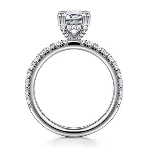 14K White Gold Emerald Cut Diamond Engagement Ring