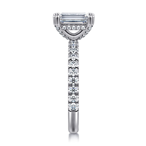 14K White Gold Emerald Cut Diamond Engagement Ring