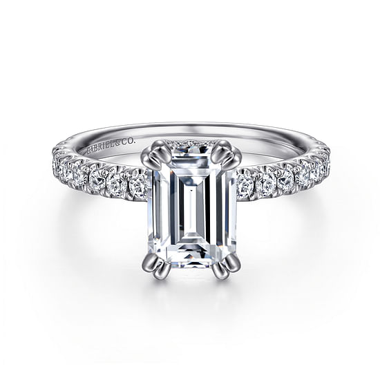 Gabriel - 14K White Gold Emerald Cut Diamond Engagement Ring