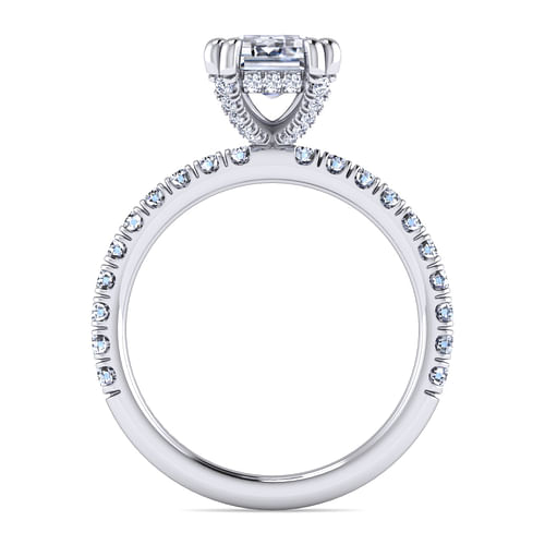 14K White Gold Emerald Cut Diamond Engagement Ring