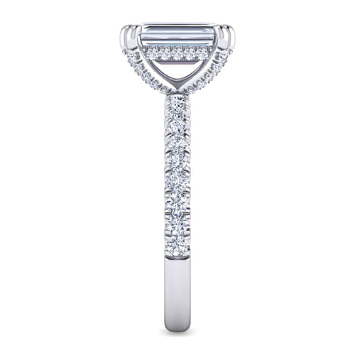 14K White Gold Emerald Cut Diamond Engagement Ring