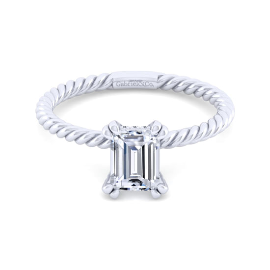 Gabriel - 14K White Gold Emerald Cut Diamond Engagement Ring
