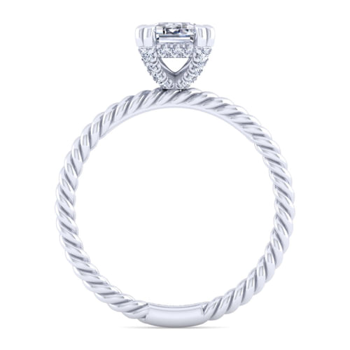 14K White Gold Emerald Cut Diamond Engagement Ring