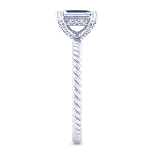 14K White Gold Emerald Cut Diamond Engagement Ring