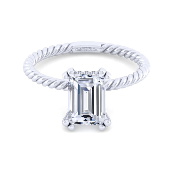 Gabriel - 14K White Gold Emerald Cut Diamond Engagement Ring