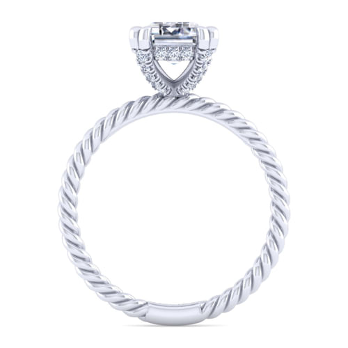 14K White Gold Emerald Cut Diamond Engagement Ring