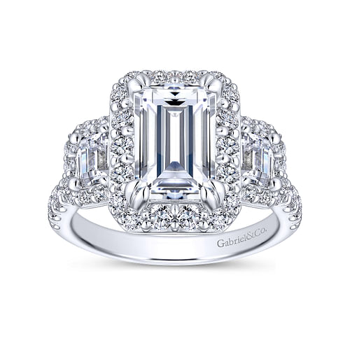 14K White Gold Emerald Cut Diamond Engagement Ring