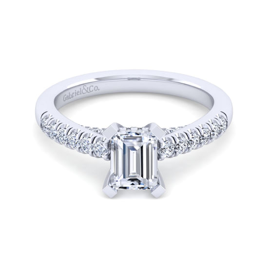 Gabriel - 14K White Gold Emerald Cut Diamond Engagement Ring