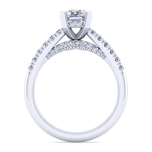 14K White Gold Emerald Cut Diamond Engagement Ring