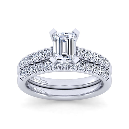 14K White Gold Emerald Cut Diamond Engagement Ring