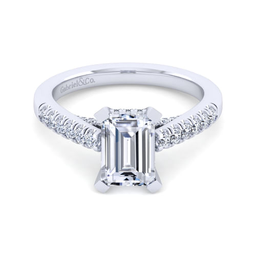 14K White Gold Emerald Cut Diamond Engagement Ring