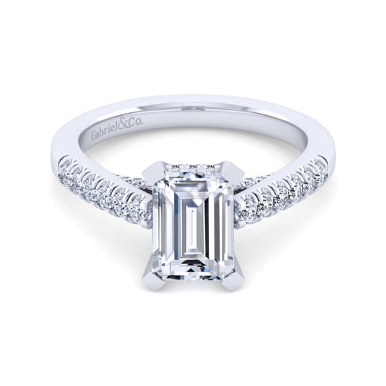 Gabriel - 14K White Gold Emerald Cut Diamond Engagement Ring