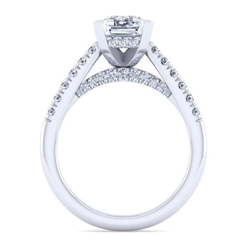 14K White Gold Emerald Cut Diamond Engagement Ring
