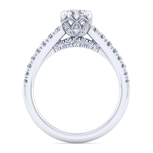 14K White Gold Emerald Cut Diamond Engagement Ring