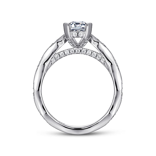 14K White Gold Emerald Cut Diamond Engagement Ring