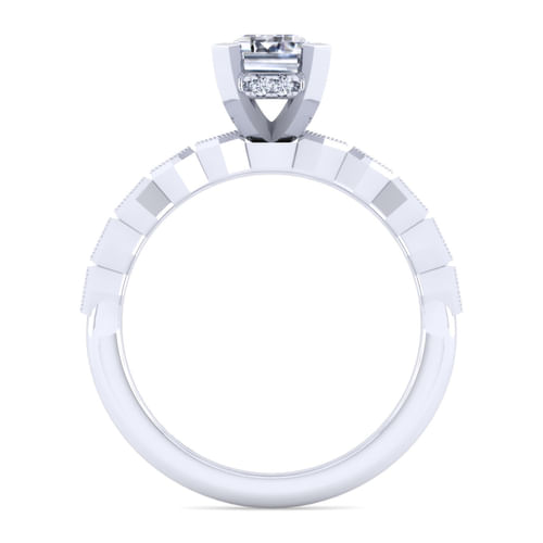 14K White Gold Emerald Cut Diamond Engagement Ring