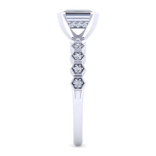 14K White Gold Emerald Cut Diamond Engagement Ring