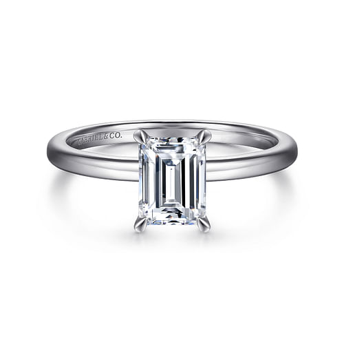 14K White Gold Emerald Cut Diamond Engagement Ring
