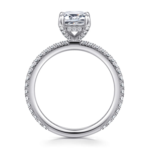 14K White Gold Emerald Cut Diamond Engagement Ring