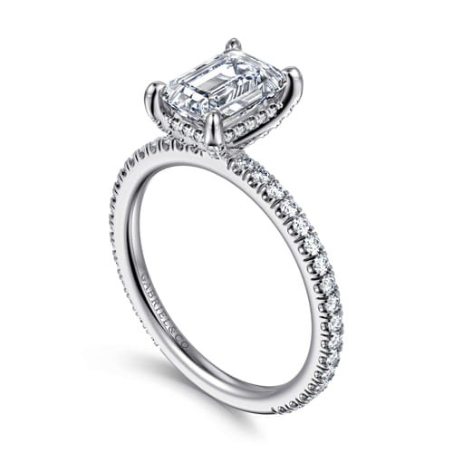 14K White Gold Emerald Cut Diamond Engagement Ring