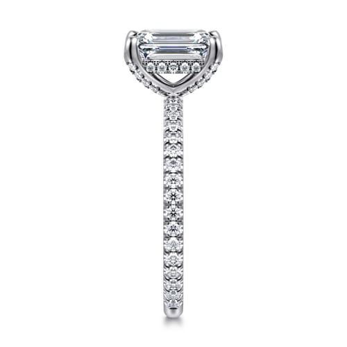 14K White Gold Emerald Cut Diamond Engagement Ring