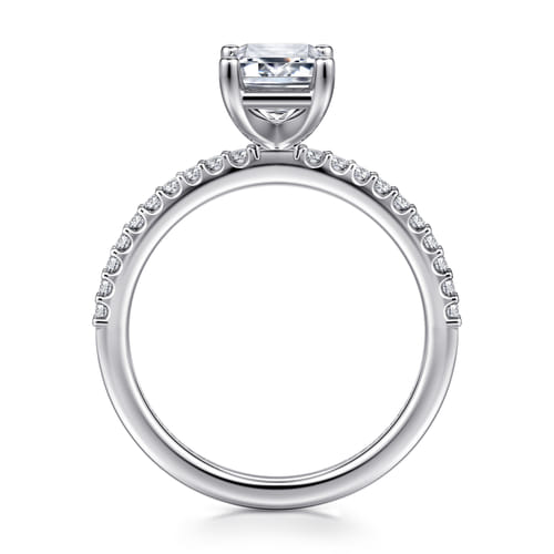 14K White Gold Emerald Cut Diamond Engagement Ring