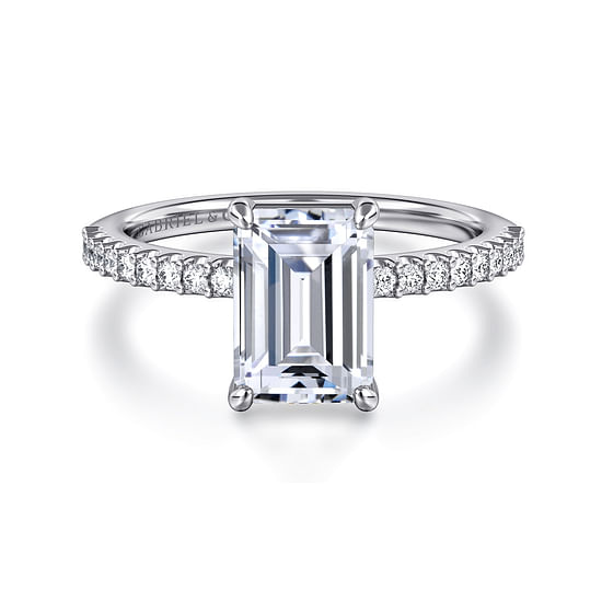 Gabriel - 14K White Gold Emerald Cut Diamond Engagement Ring