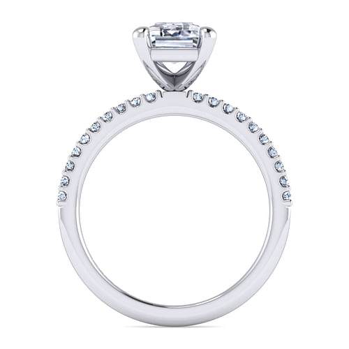 14K White Gold Emerald Cut Diamond Engagement Ring