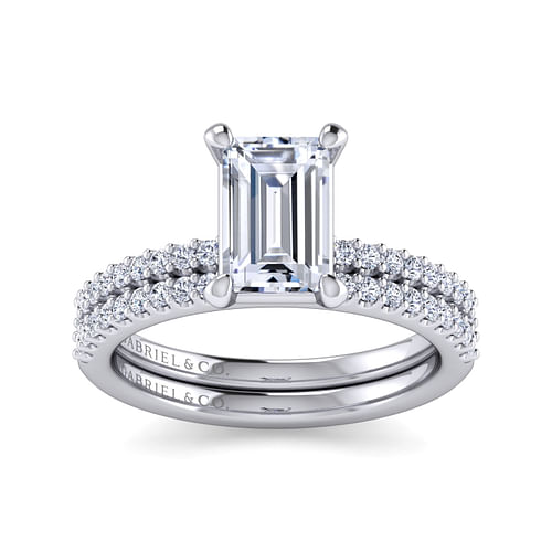 14K White Gold Emerald Cut Diamond Engagement Ring