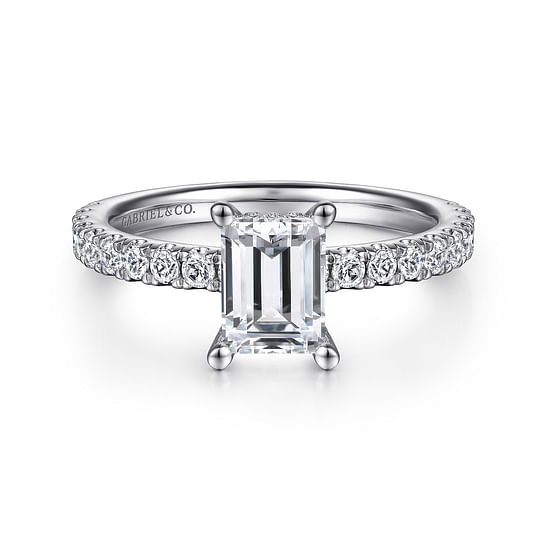 Gabriel - 14K White Gold Emerald Cut Diamond Engagement Ring