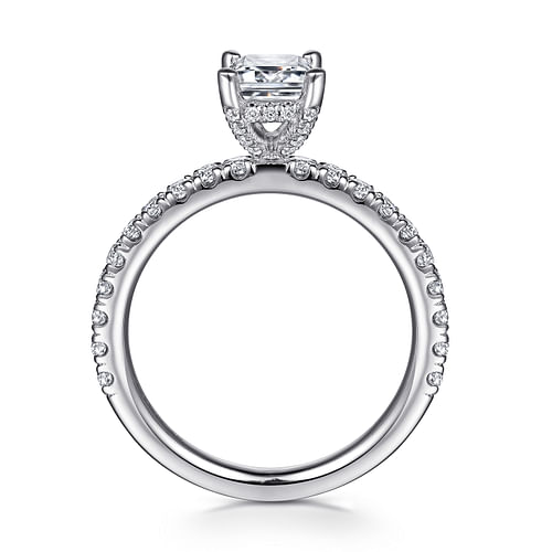 14K White Gold Emerald Cut Diamond Engagement Ring