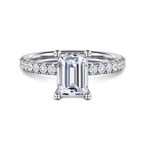 14K White Gold Emerald Cut Diamond Engagement Ring