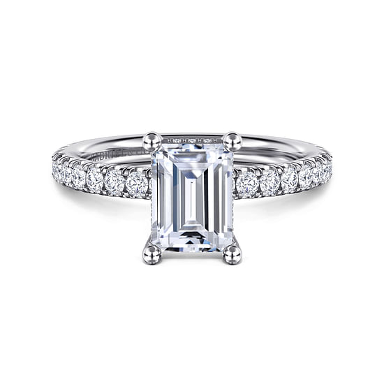Gabriel - 14K White Gold Emerald Cut Diamond Engagement Ring