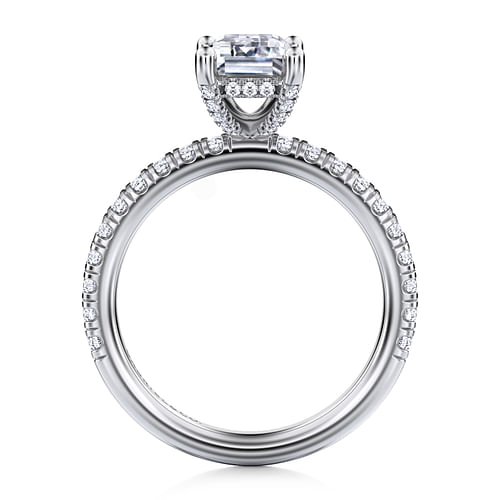 14K White Gold Emerald Cut Diamond Engagement Ring