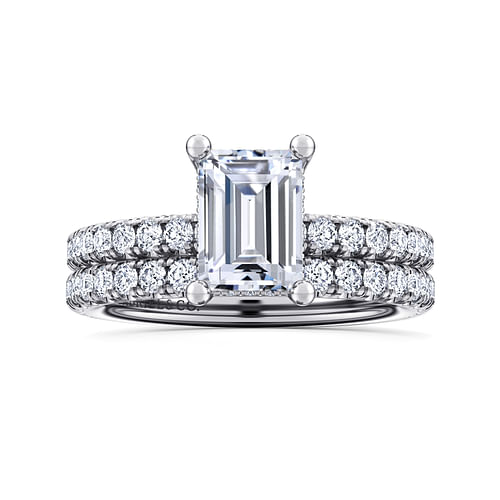 14K White Gold Emerald Cut Diamond Engagement Ring