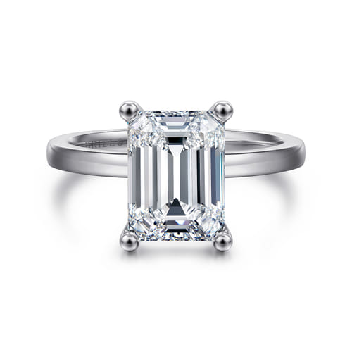 14K White Gold Emerald Cut Diamond Engagement Ring