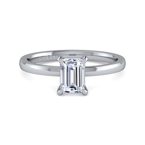 14K White Gold Emerald Cut Diamond Engagement Ring