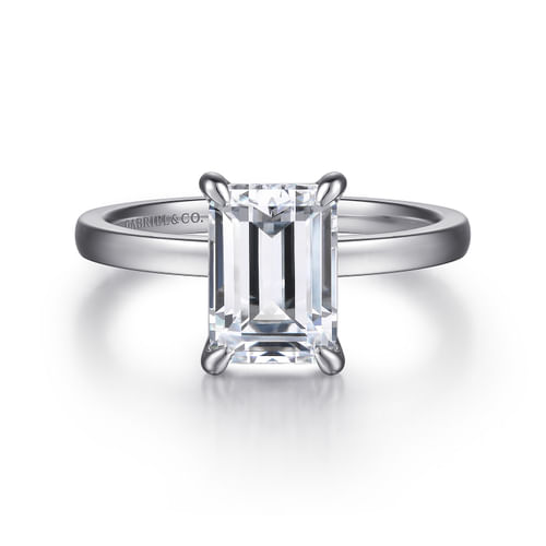 14K White Gold Emerald Cut Diamond Engagement Ring