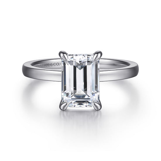Gabriel - 14K White Gold Emerald Cut Diamond Engagement Ring