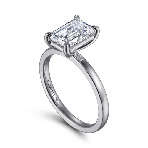 14K White Gold Emerald Cut Diamond Engagement Ring