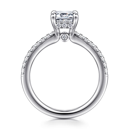 14K White Gold Emerald Cut Diamond Engagement Ring