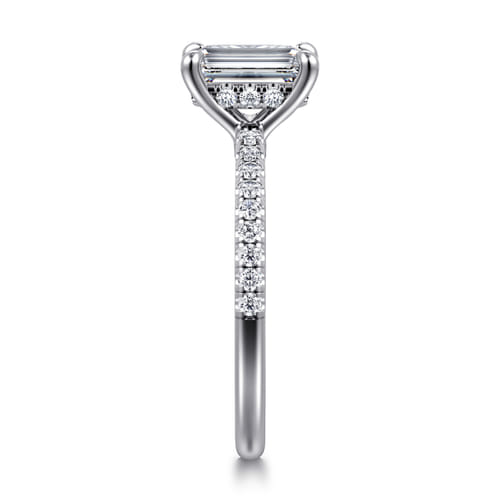14K White Gold Emerald Cut Diamond Engagement Ring