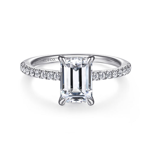 14K White Gold Emerald Cut Diamond Engagement Ring