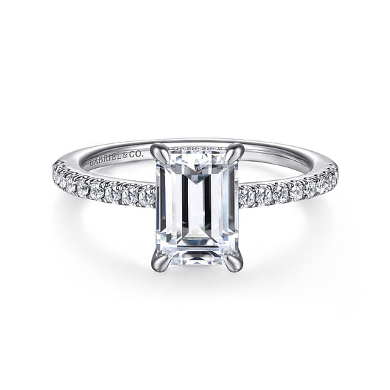 Gabriel - 14K White Gold Emerald Cut Diamond Engagement Ring