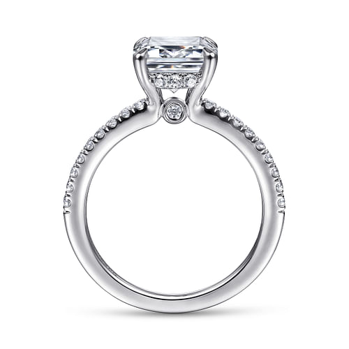 14K White Gold Emerald Cut Diamond Engagement Ring