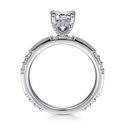 14K White Gold Emerald Cut Diamond Engagement Ring