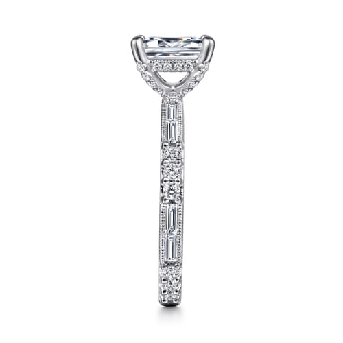 14K White Gold Emerald Cut Diamond Engagement Ring